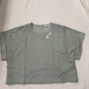 Light Sage Striped Boxy Tee - Women